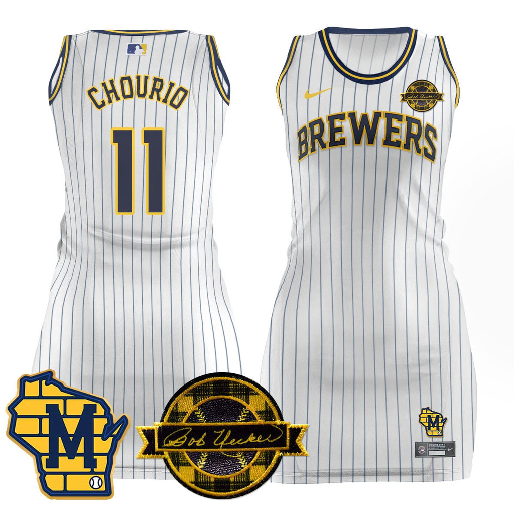 Milwaukee Brewers Limited Jersey Dress - Bob Uecker Patch - All Stitched