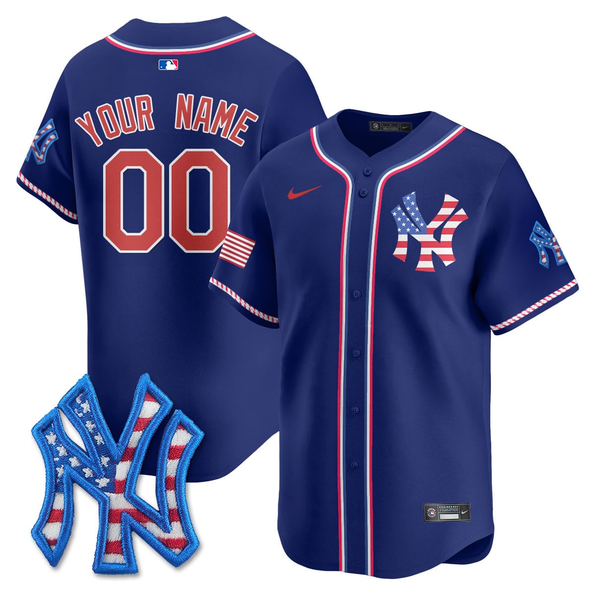 Custom New York Yankees 2025 Fourth of July Jersey - All Stitched