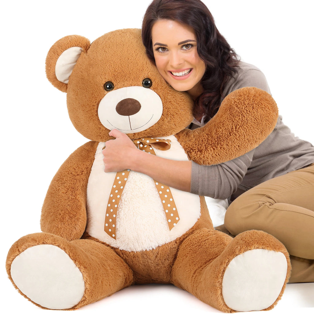 MorisMos Giant Teddy Bear 4 feet Stuffed Animal for Girlfriend,Big Cuddly Stuffed Big Bear for Kids,Baby Shower Decor,Life Size