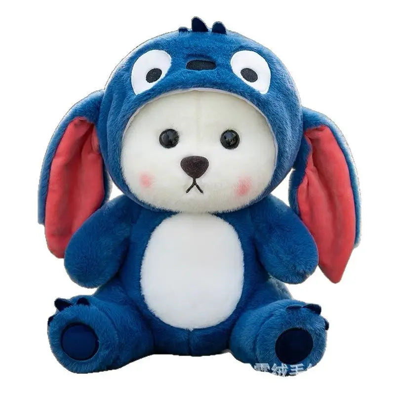 30cm Stitch Transforms Cute Bear Doll Stitch Teddy Bear Plush Toys Strawberry Bear Valentine's Day Gift for Girls