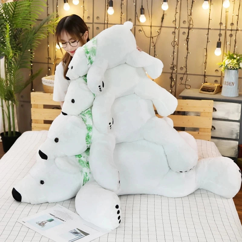 Giant 60/75/100CM Polar Bear Plush Toy Soft Cartoon Animal Cute Teddy Bear Stuffed Doll Long Pillow Cushion Kids Christmas Gift