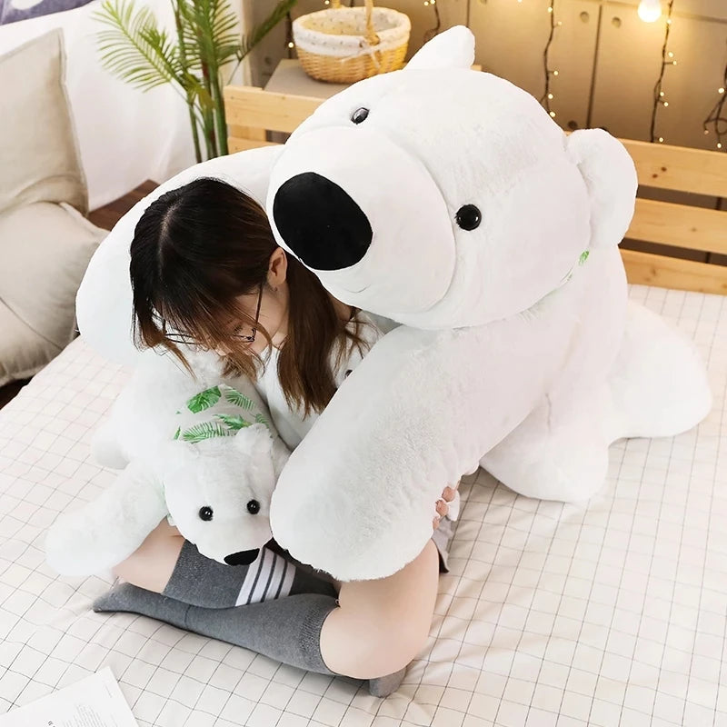 Giant 60/75/100CM Polar Bear Plush Toy Soft Cartoon Animal Cute Teddy Bear Stuffed Doll Long Pillow Cushion Kids Christmas Gift