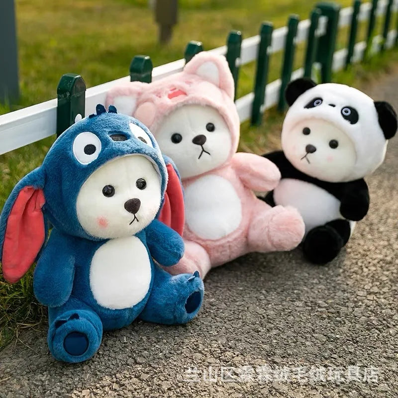 30cm Stitch Transforms Cute Bear Doll Stitch Teddy Bear Plush Toys Strawberry Bear Valentine's Day Gift for Girls
