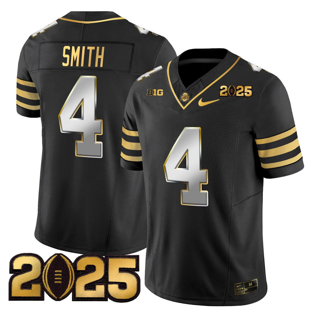 Men's Ohio State Buckeyes 'Heritage Stripe' CFP Final Patch Gold Vapor Limited Jersey - All Stitched